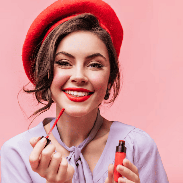 Girl with red lipstick